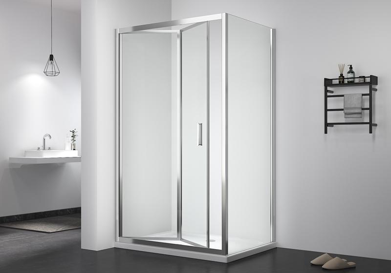 PV 333+PV 01 6mm clear glass bi-fold shower enclosure with side panel