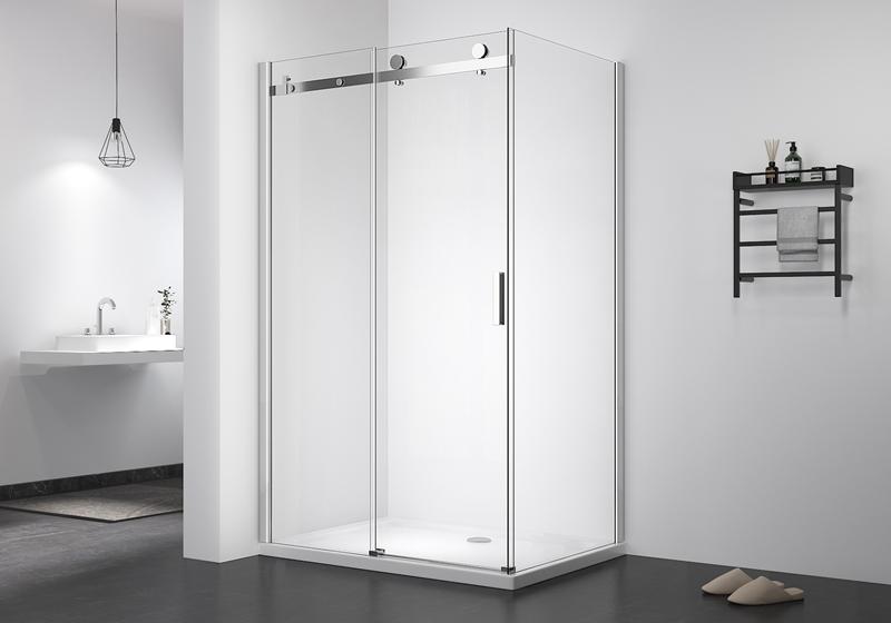 EX-802N 8mm rectangle sliding premium shower enclosure with brass roller