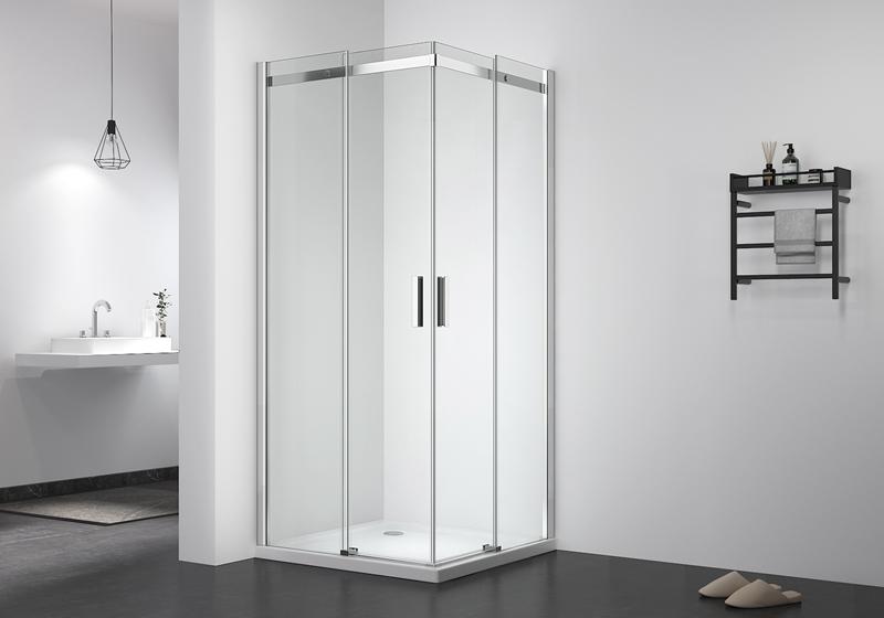 EX-803A 8mm corner 2 sliding door premium shower enclosure with concealed roller design