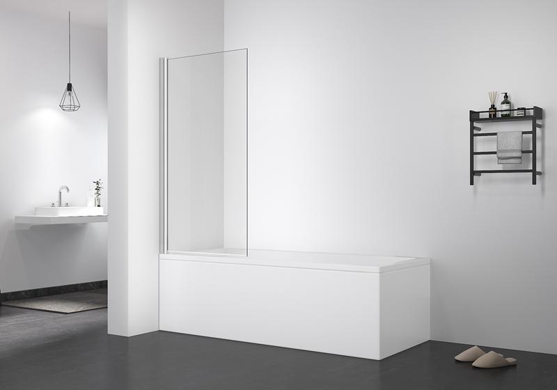 EX-201 Chrome 5/6mm glass shower screen on bathtub