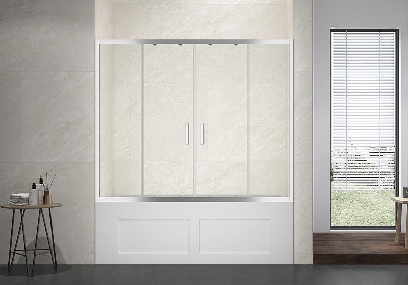 EX-502Y 6mm glass straight sliding plus shower screen on bathtub