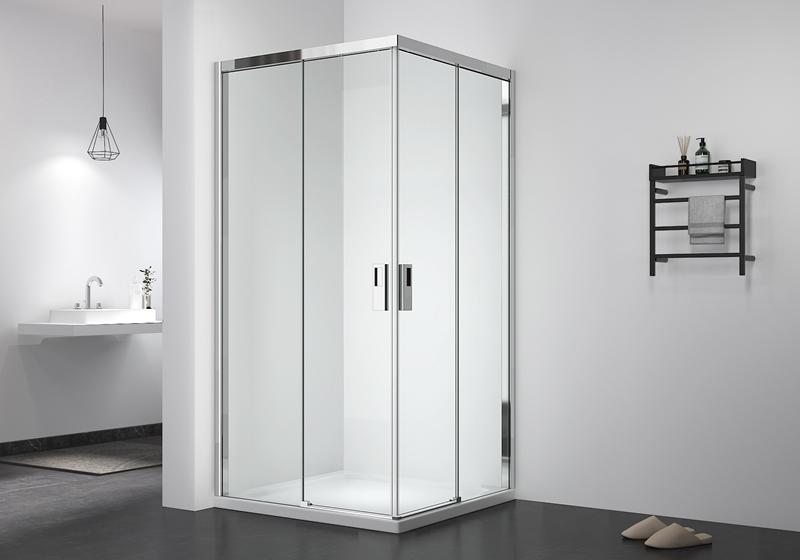 EX-807 8mm glass square sliding soft closing shower enclosure