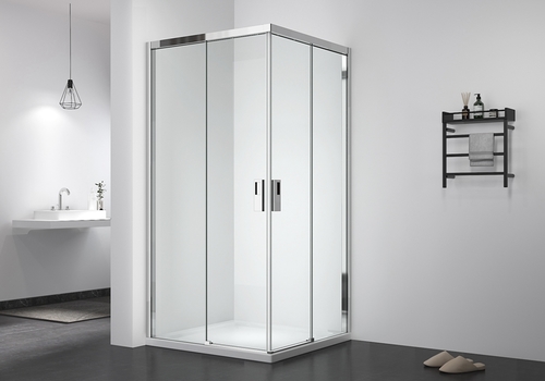 EX-807 8mm glass square sliding soft closing shower enclosure