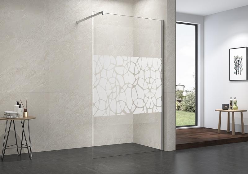 EX-101 6/8/10mm chrome frosted safety glass walk in shower screen