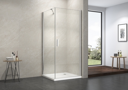 EX-217 6mm glass square pivot classic shower enclosure with stainless steel support bar