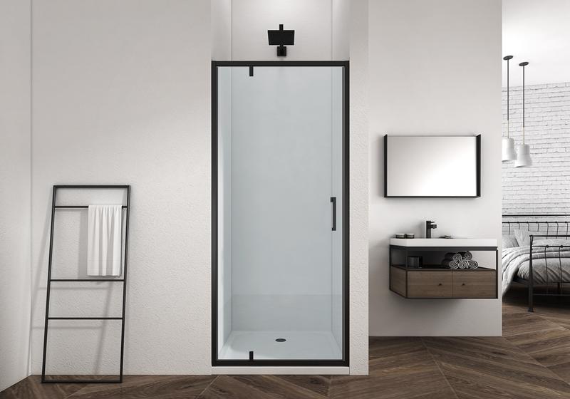 EX-309-1 black 6mm glass corner hinge plus shower enclosure with metal hinge