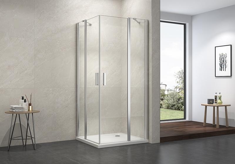 EX-411A 6mm corner pivot classic shower enclosure with 2 stainless steel support bar