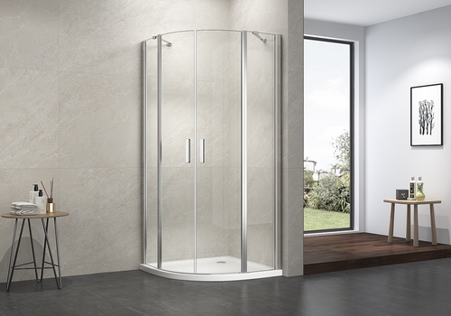 EX-706 6mm glass quadrant pivot classic shower room with 2 stainless steel support bar